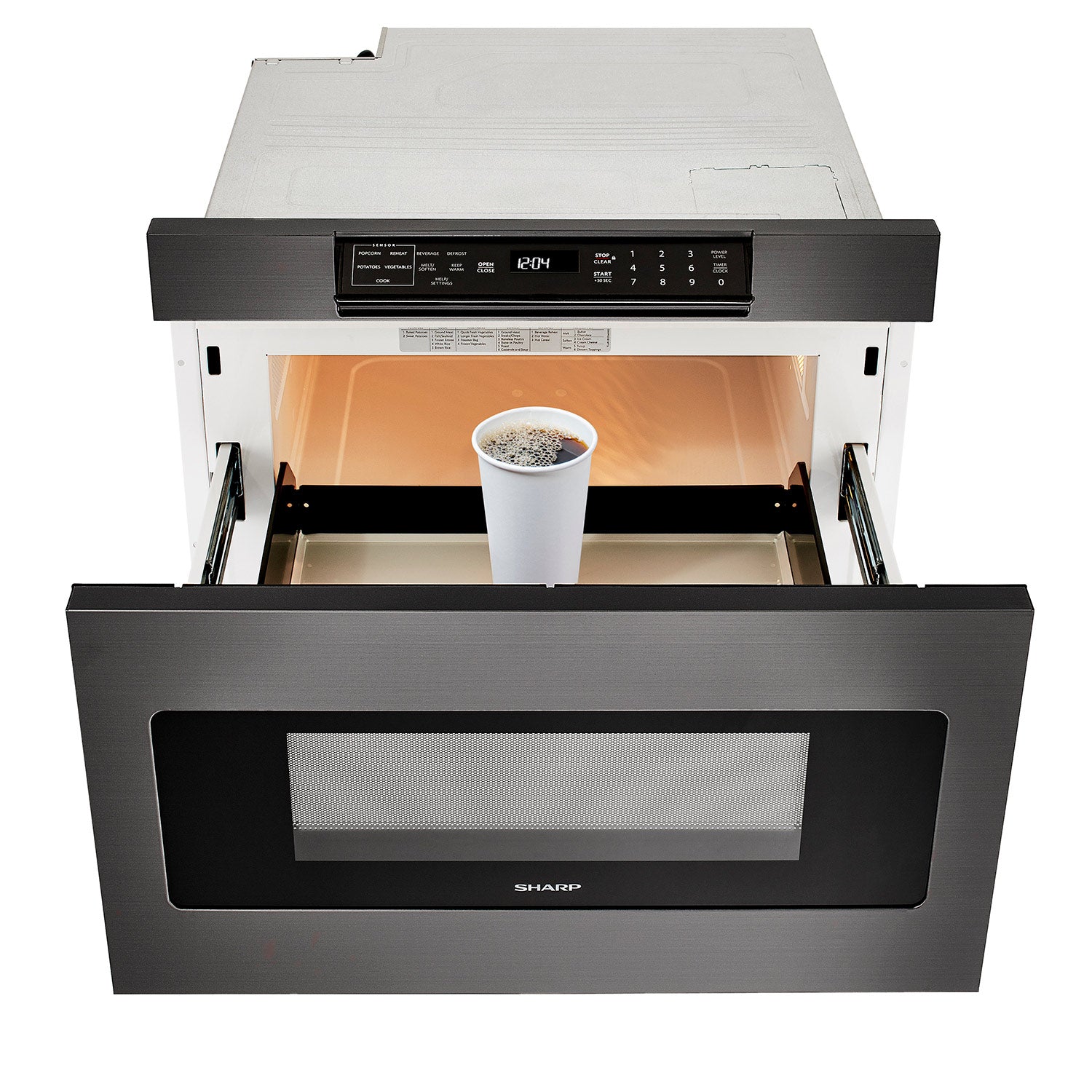 24 in. 1.2 cu. ft. 950W Sharp Black Stainless Steel Microwave Drawer Oven (SMD2470AH)