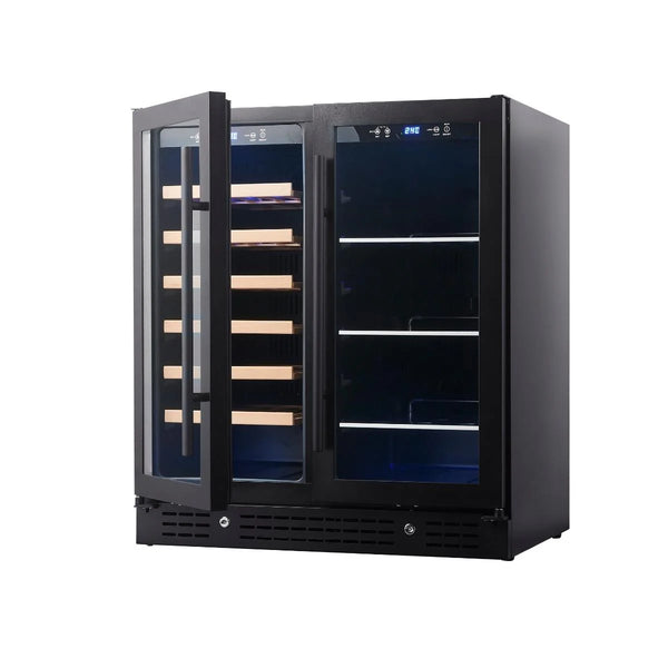 KingsBottle 30" Combination Beer and Wine Cooler with Low-E Glass Door WINE AND BEER KBU165BW-SSKBU165BW-BLK  COMBO