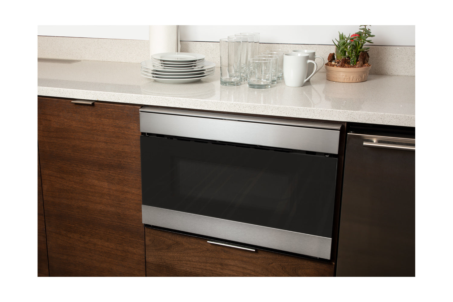 24 in. 1.2 cu. ft. 950W Sharp Stainless Steel Smart Easy Wave Open Microwave Drawer Oven (SMD2489ES)