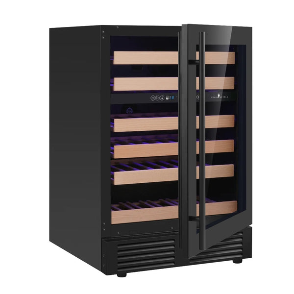 KingsBottle 24 Inch Under Counter LOW-E Glass Door Dual Zone Wine Cooler WINE FRIDGE KBU145DX-SSKBU145DX-FG