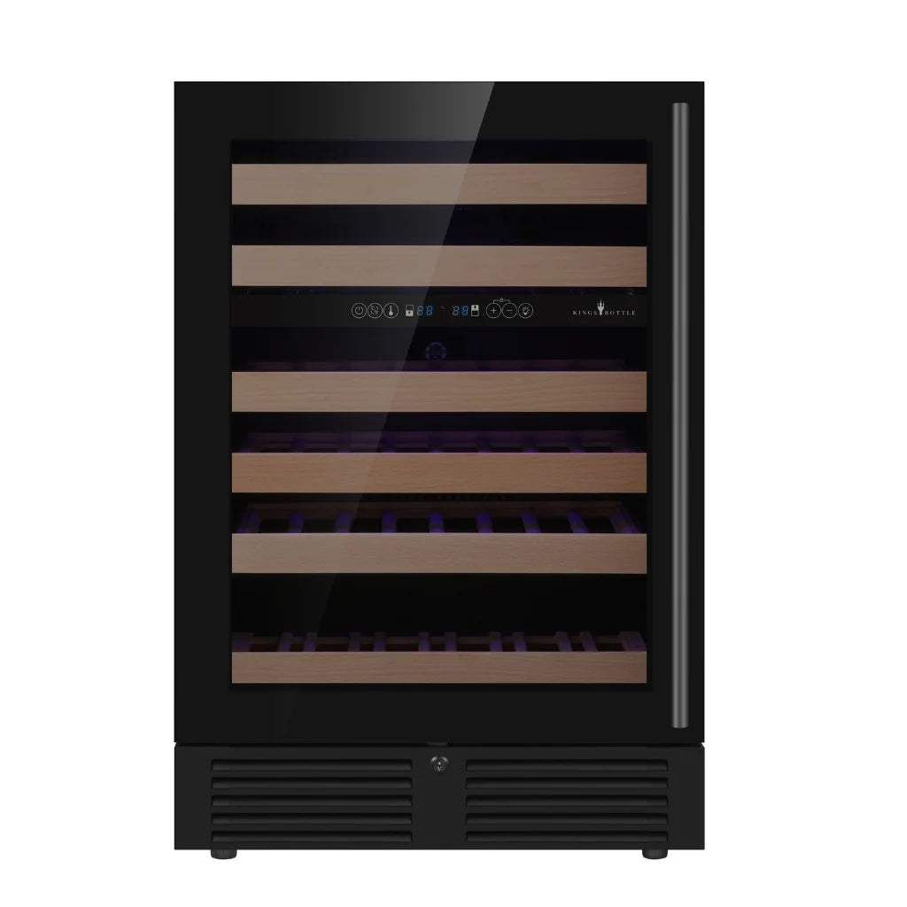 KingsBottle 24 Inch Under Counter LOW-E Glass Door Dual Zone Wine Cooler Beverage Fridge