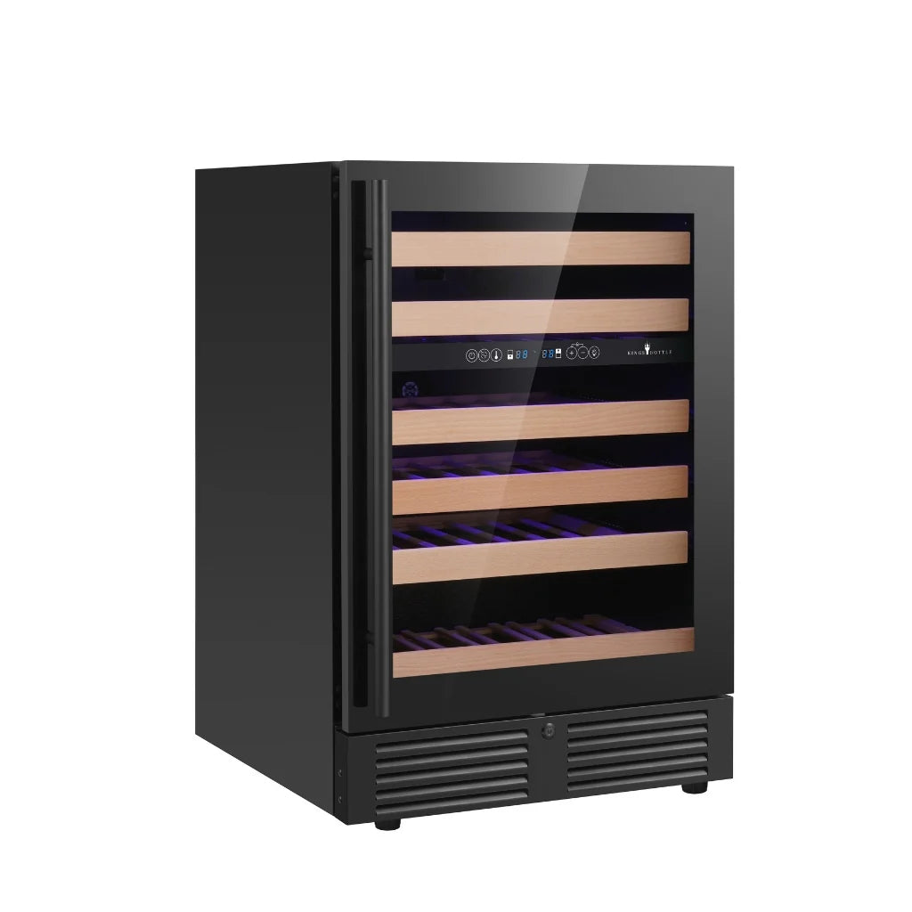 KingsBottle 24 Inch Under Counter LOW-E Glass Door Dual Zone Wine Cooler WINE FRIDGE KBU145DX-SSKBU145DX-FG