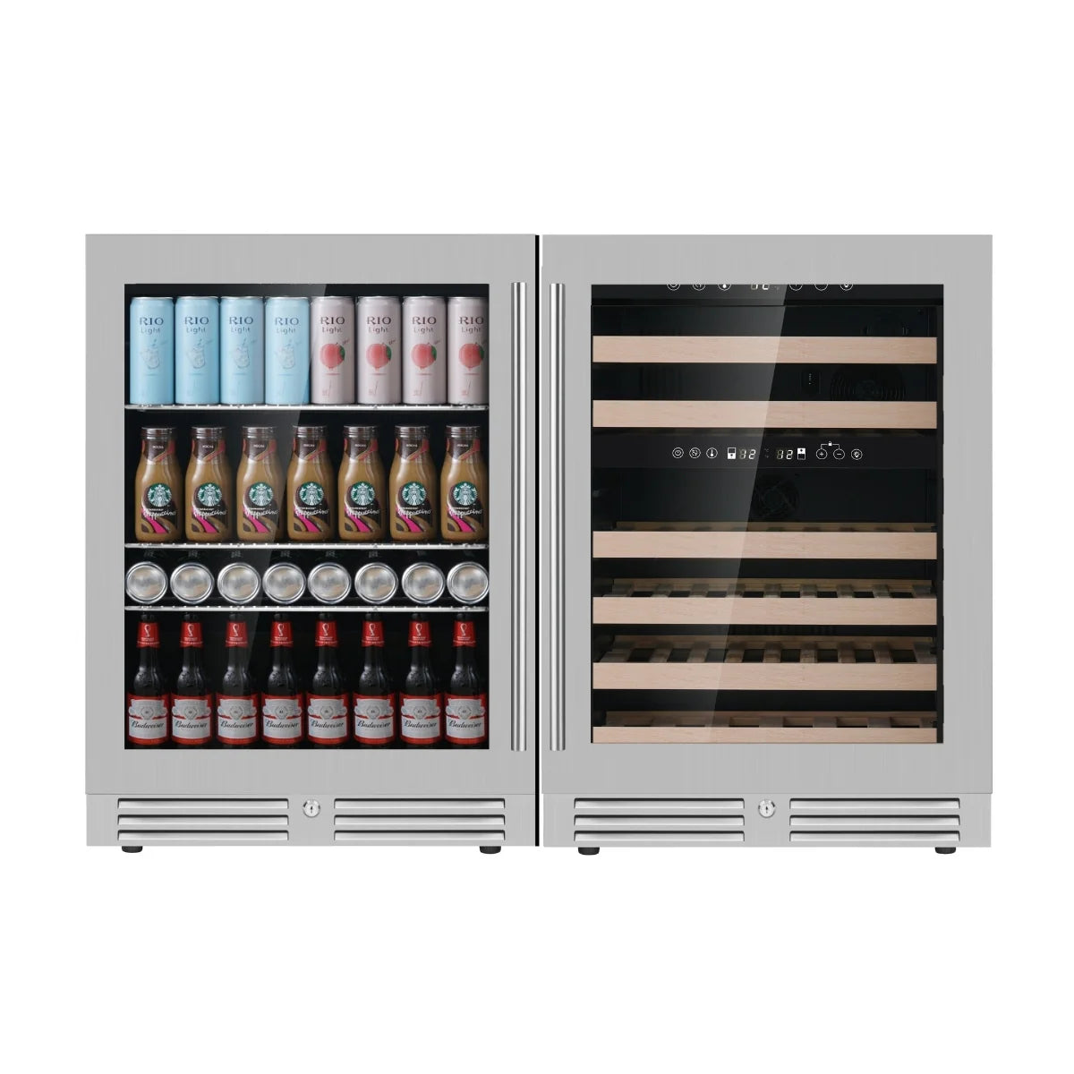 KingsBottle 48" Ultimate Under Bench Wine Fridge and Bar Refrigerator Combo WINE AND BEER COMBO KBU145BW3-FG KBU145BW3-SS