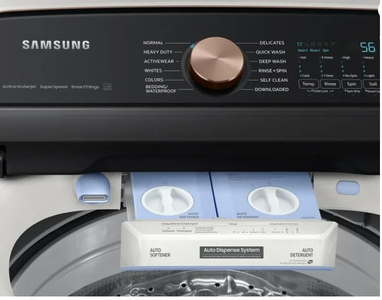 5.5 cu. ft. Extra-Large Capacity Smart Top Load Washer with Auto Dispense System in Ivory