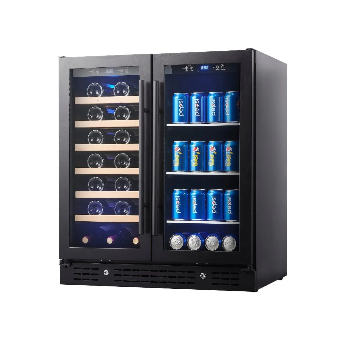 KingsBottle 30" Combination Beer and Wine Cooler with Low-E Glass Door WINE AND BEER KBU165BW-SSKBU165BW-BLK  COMBO