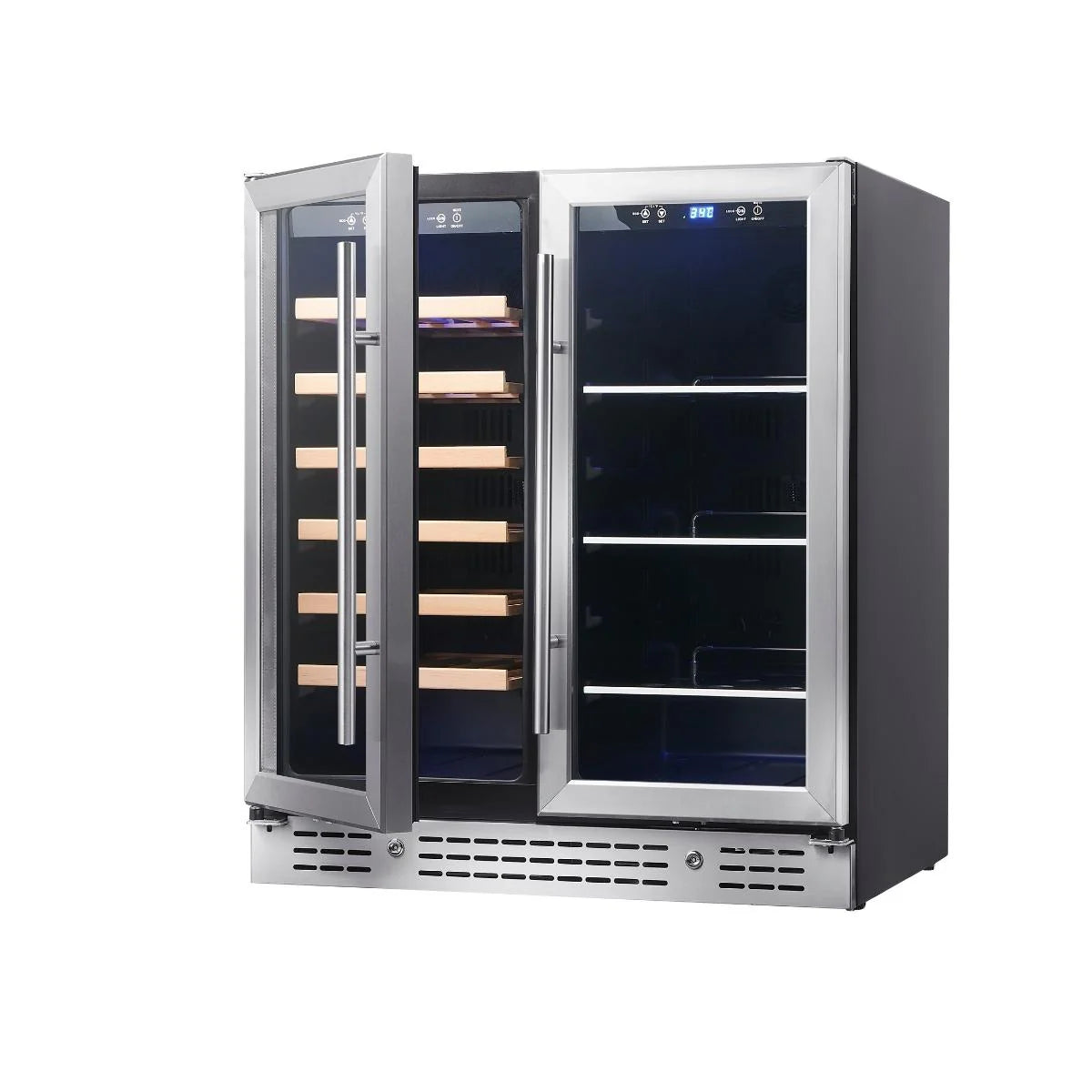 KingsBottle 30" Combination Beer and Wine Cooler with Low-E Glass Door WINE AND BEER KBU165BW-SSKBU165BW-BLK  COMBO