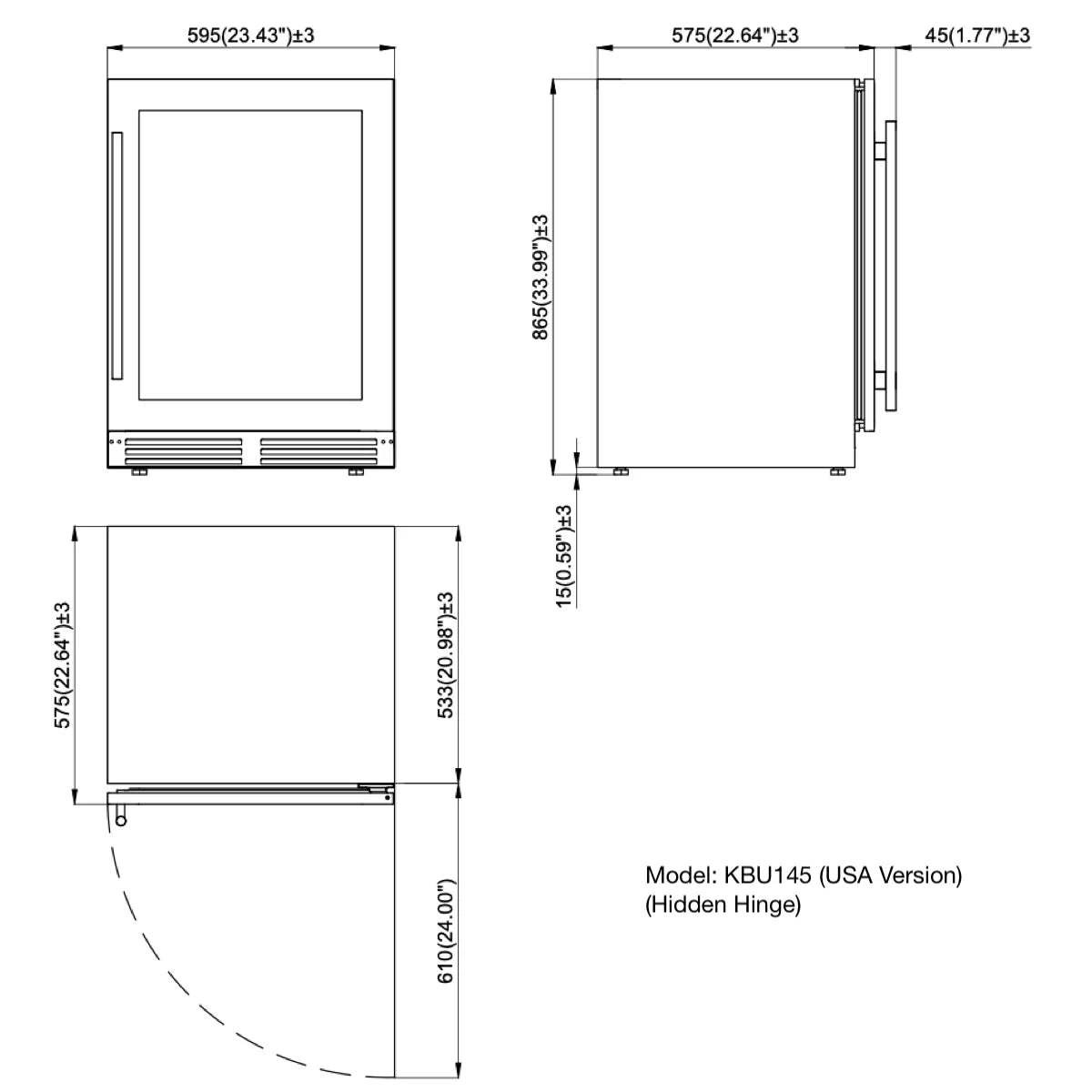 KingsBottle 24 Inch Under Counter LOW-E Glass Door Beer Fridge Beverage Fridge  KBU145BX-FG KBU145BX-SS