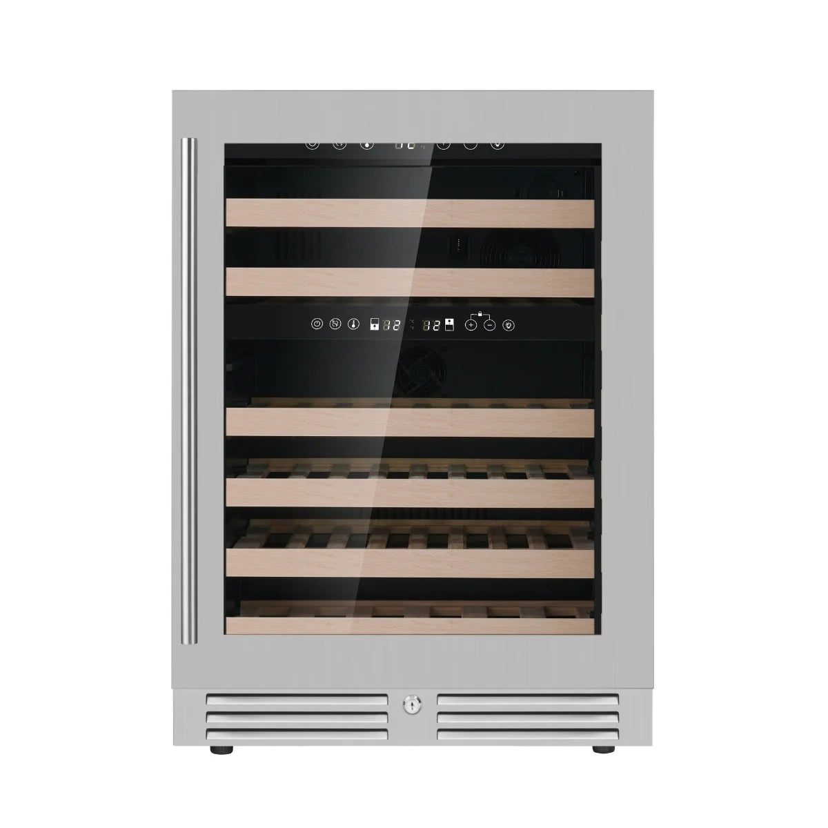 KingsBottle 24 Inch Under Counter LOW-E Glass Door Dual Zone Wine Cooler WINE FRIDGE KBU145DX-SSKBU145DX-FG