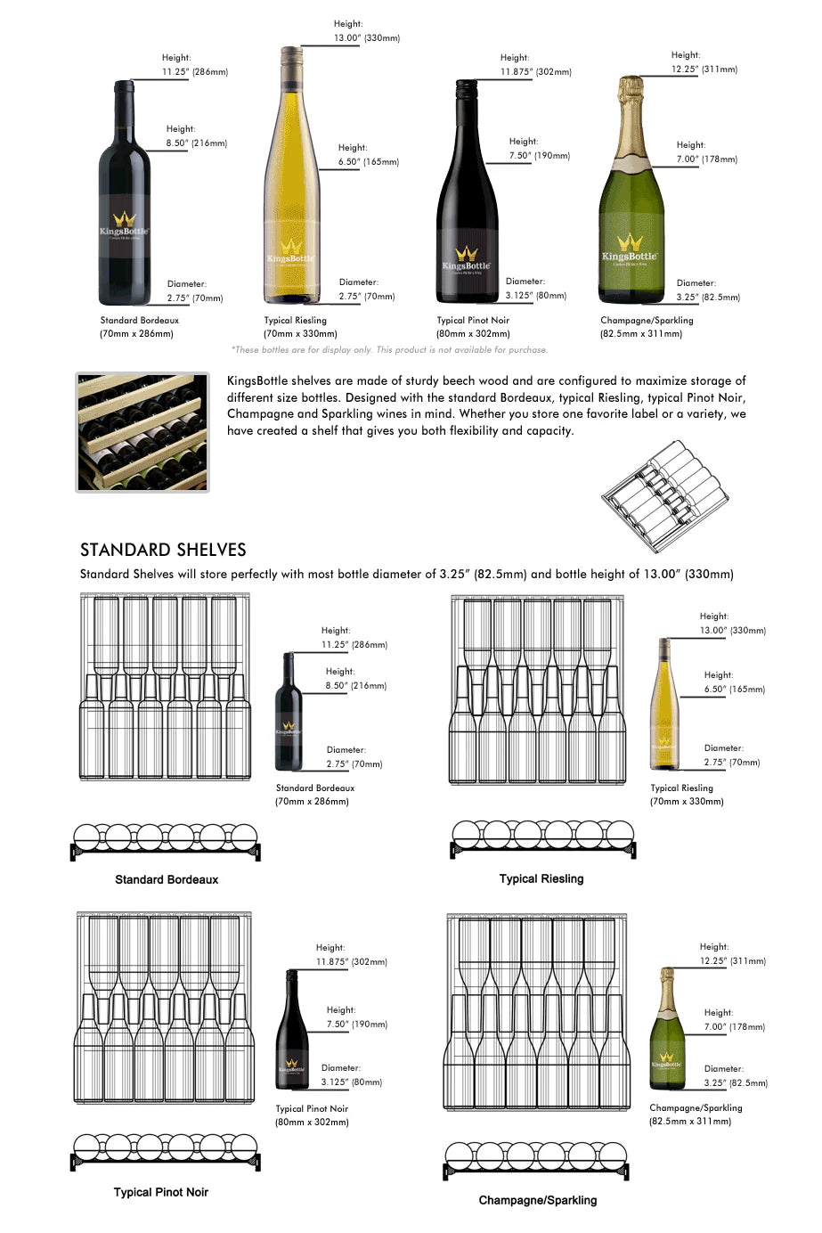 KingsBottle Tall Large Wine Refrigerator With Glass Door With Stainless Steel Trim ﻿Beverage Fridge KBU170DX-SS LHH  KBU170DX-SS RHH