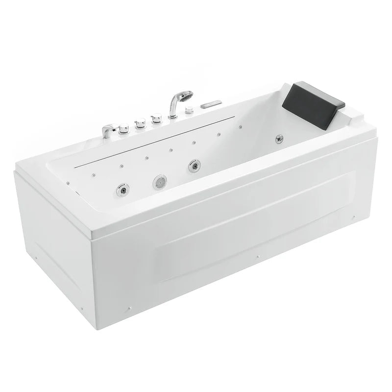 67" Alcove Combination Massage Inline Heater LED Tub with Left Drain