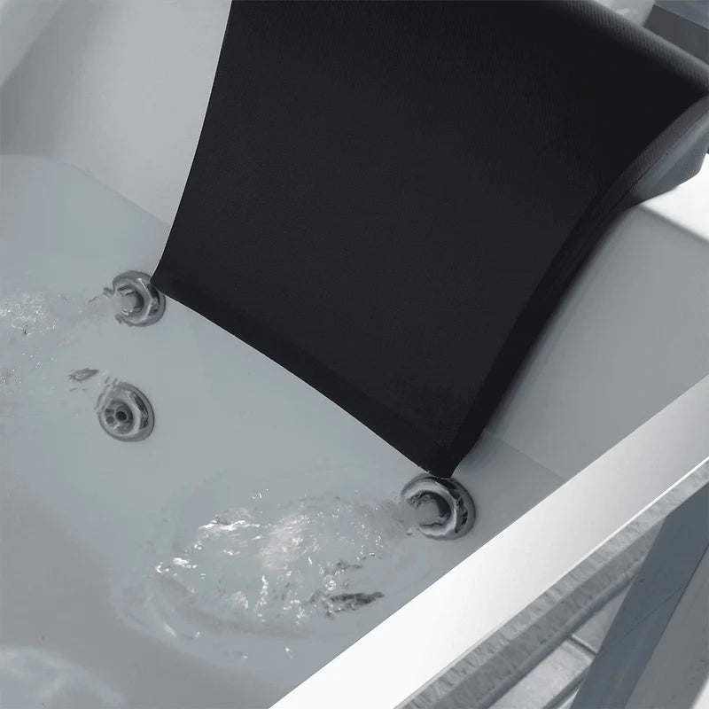 59" Alcove LED Whirlpool Bathtub with Center Drain