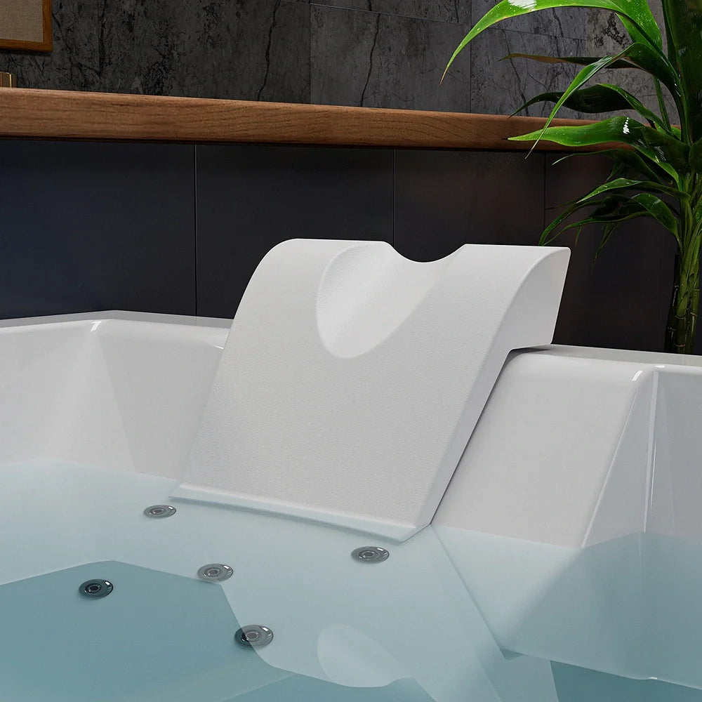 71" Alcove Inline Heater Combo Massage Whirlpool 2-Person Tub with Waterfall