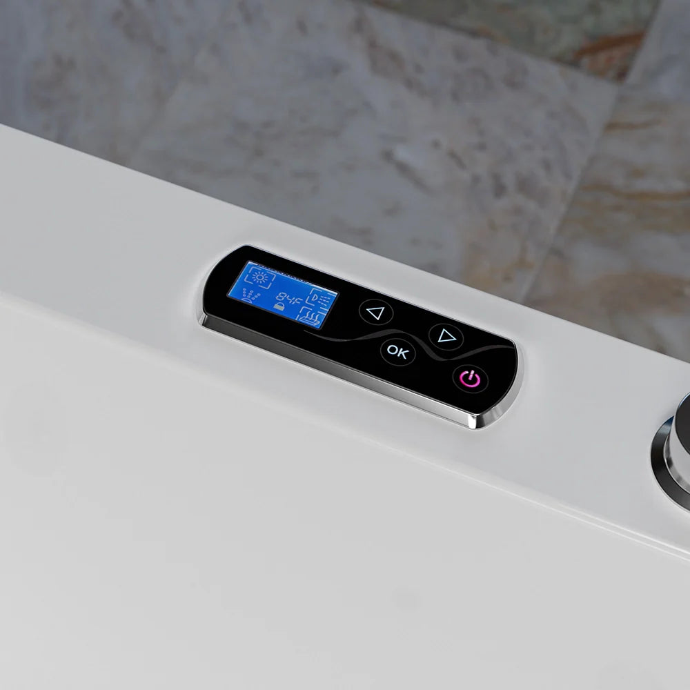 71" Alcove Dual Massage Whirlpool Inline Heater 2-Person Bathtub with Center Drain