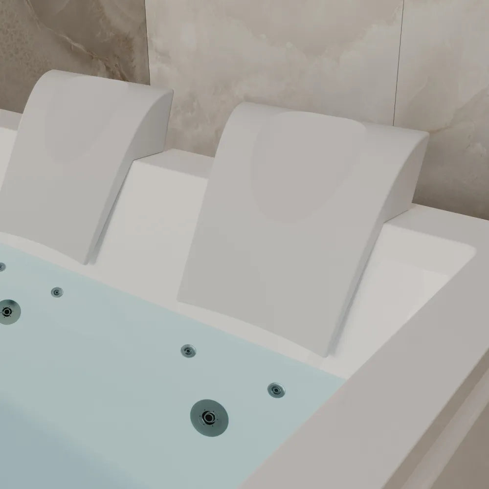 71" Alcove Dual Massage Whirlpool Inline Heater 2-Person Bathtub with Revi-skin Therapy