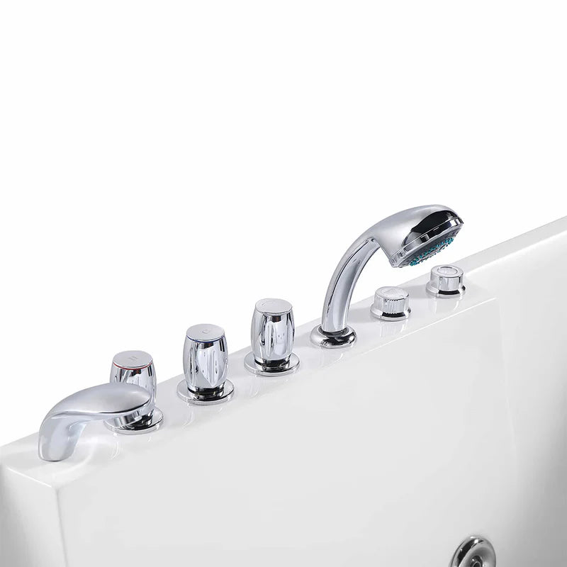 72" Alcove Whirlpool LED Bathtub for 2 Persons with Left Drain