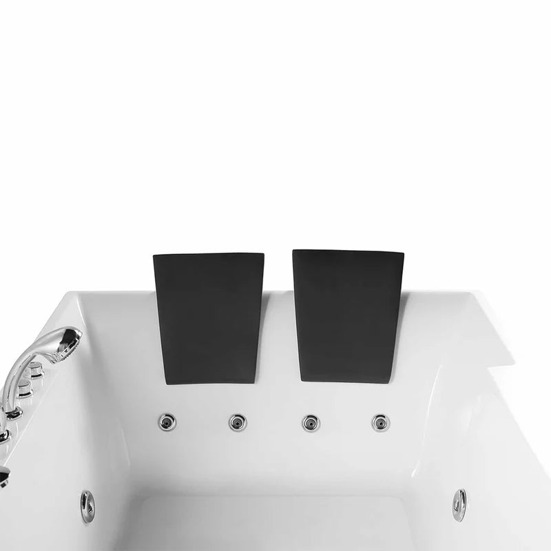 72" Alcove Whirlpool LED Bathtub for 2 Persons with Left Drain
