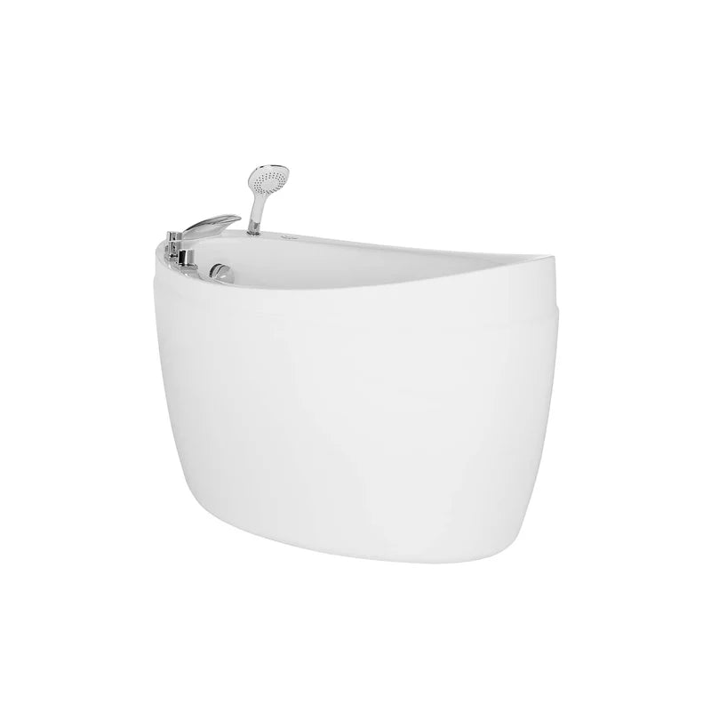 48" Freestanding Japanese-Style Air Massage Bathtub with Reversible Drain