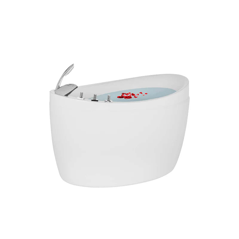 48" Freestanding Japanese-Style Air Massage Bathtub with Reversible Drain