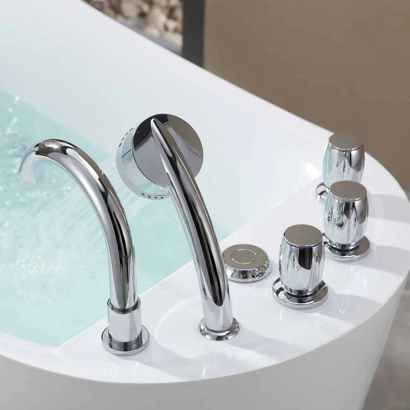 59" Acrylic Freestanding Whirlpool Tub with Reversible Drain