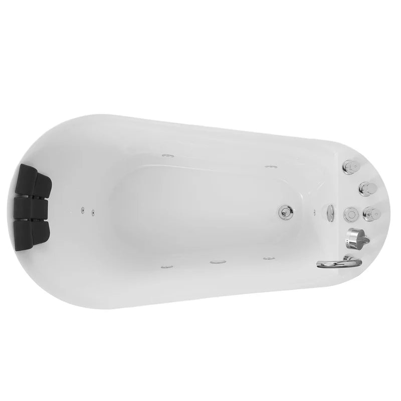 59" Acrylic Freestanding Whirlpool Tub with Reversible Drain