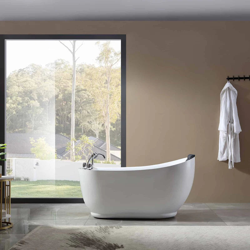 59" Acrylic Freestanding Whirlpool Tub with Reversible Drain