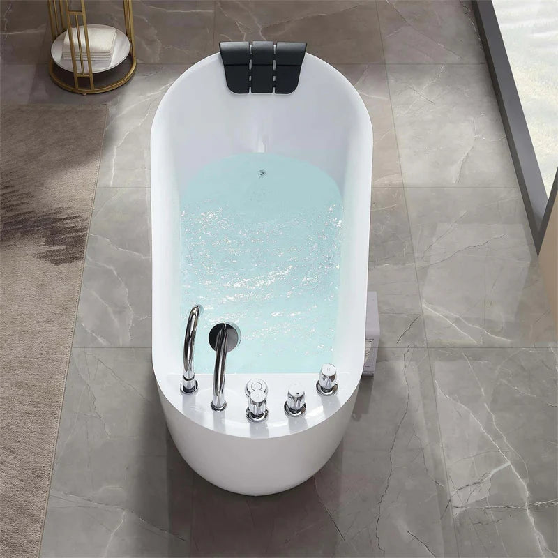 59" Acrylic Freestanding Whirlpool Tub with Reversible Drain