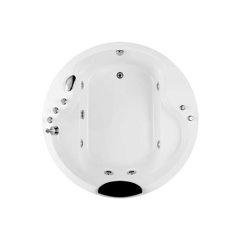 59" Freestanding Round Whirlpool Bathtub with Right Drain