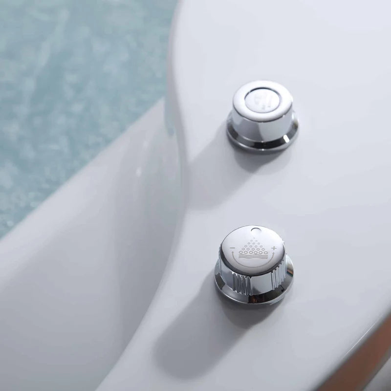 59" Freestanding Round Whirlpool Bathtub with Right Drain