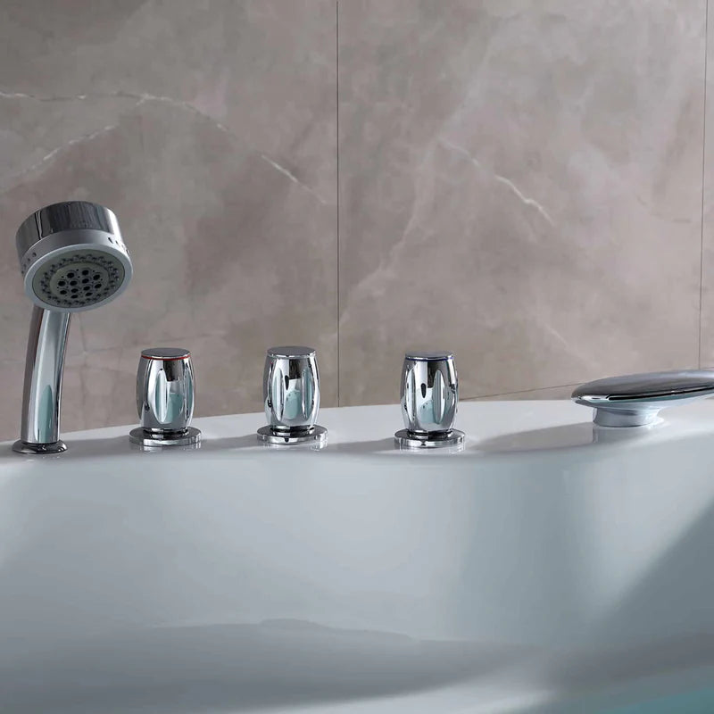 59" Freestanding Round Whirlpool Bathtub with Right Drain