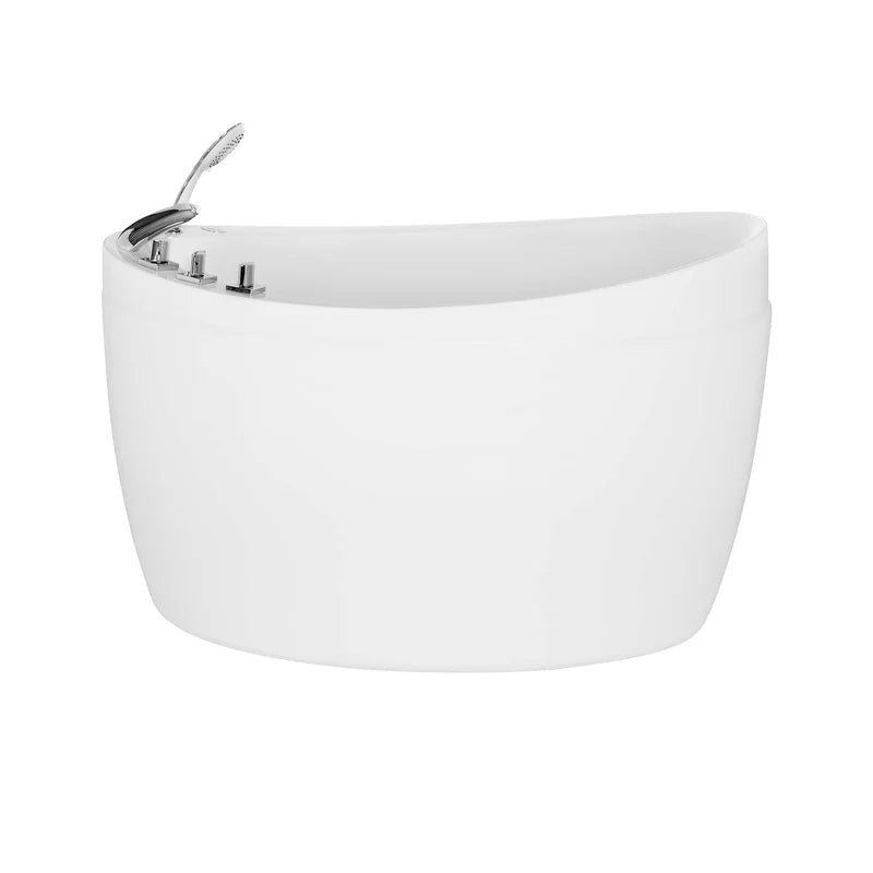 59" Freestanding Japanese-Style Air Massage Bathtub with Reversible Drain