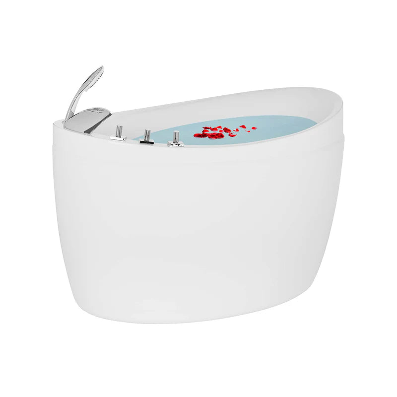 59" Freestanding Japanese-Style Air Massage Bathtub with Reversible Drain