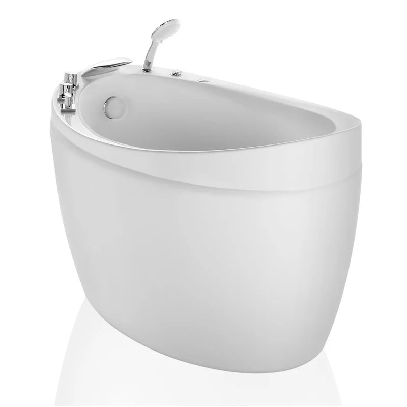 59" Freestanding Japanese-Style Air Massage Bathtub with Reversible Drain