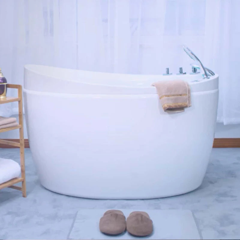 59" Freestanding Japanese-Style Air Massage Bathtub with Reversible Drain