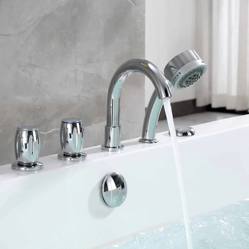 67" Freestanding Whirlpool Bathtub with Faucet and Center Drain