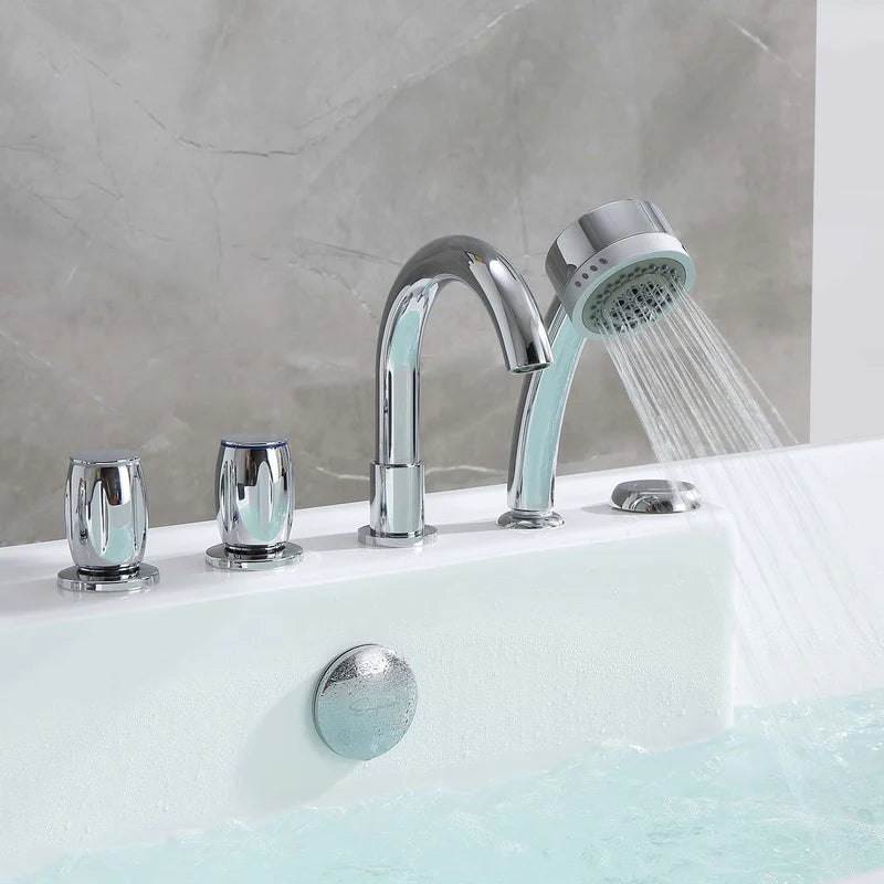 67" Freestanding Rectangle Whirlpool Bathtub with Center Drain