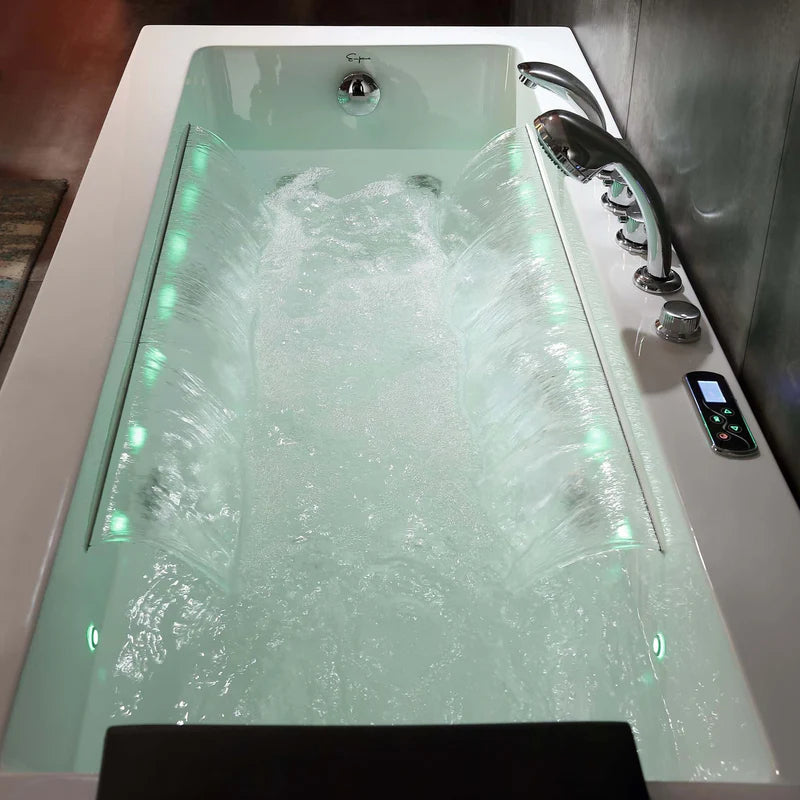 67" Alcove Combination Massage Inline Heater LED Tub with Left Drain