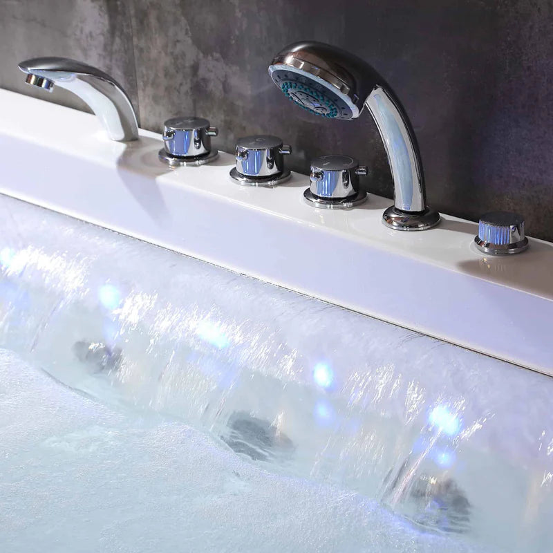 67" Alcove Combination Massage Inline Heater LED Tub with Left Drain