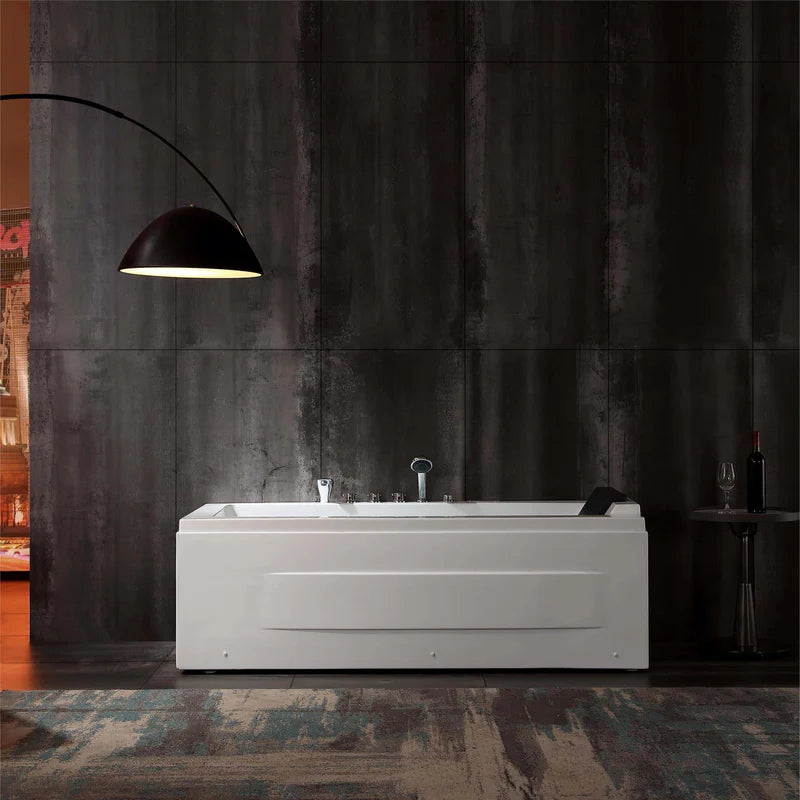 67" Alcove Combination Massage Inline Heater LED Tub with Left Drain