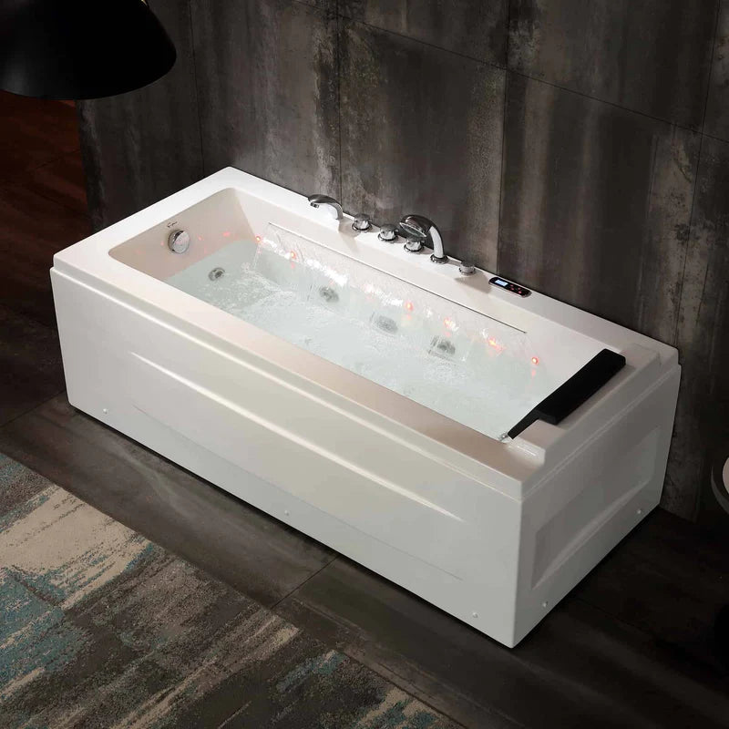67" Alcove Combination Massage Inline Heater LED Tub with Left Drain