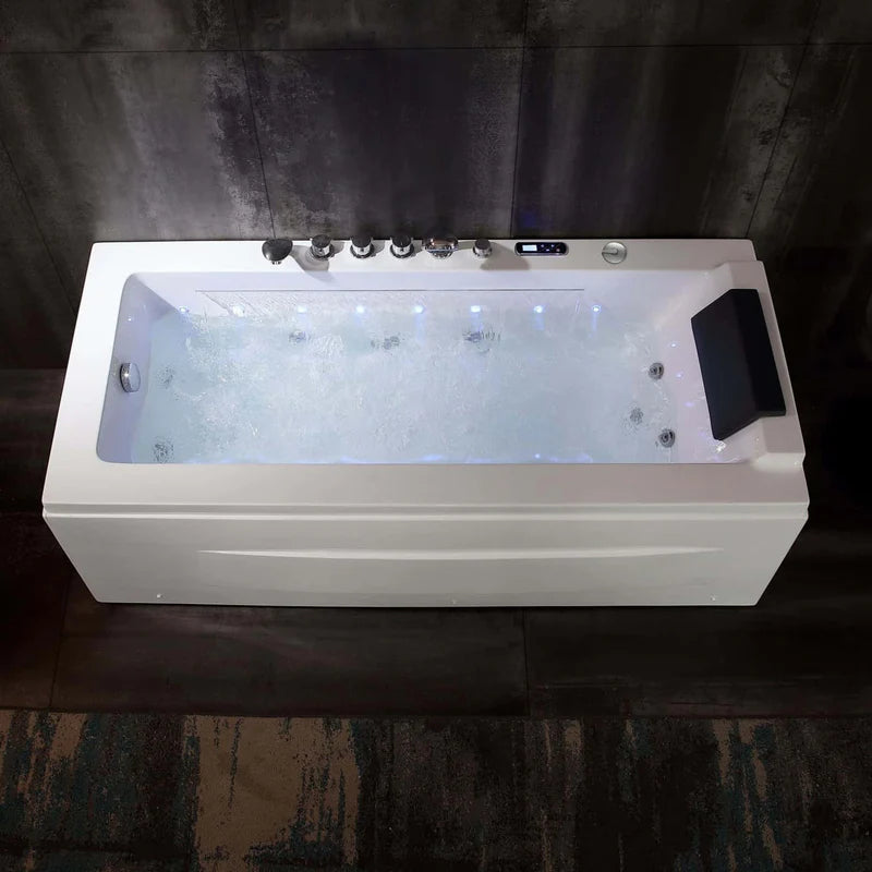 67" Alcove Combination Massage Inline Heater LED Tub with Left Drain