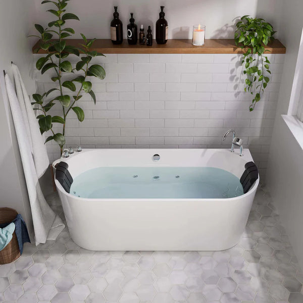 71" Freestanding Hydro Massage Whirlpool Bathtub with Center Drain