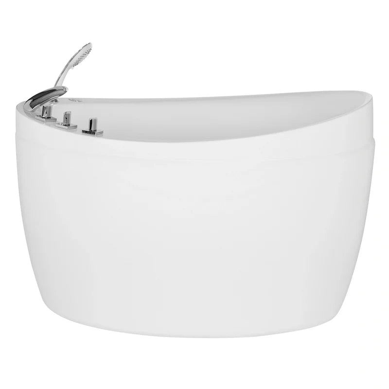 48" Freestanding Japanese-Style Air Massage Bathtub with Reversible Drain