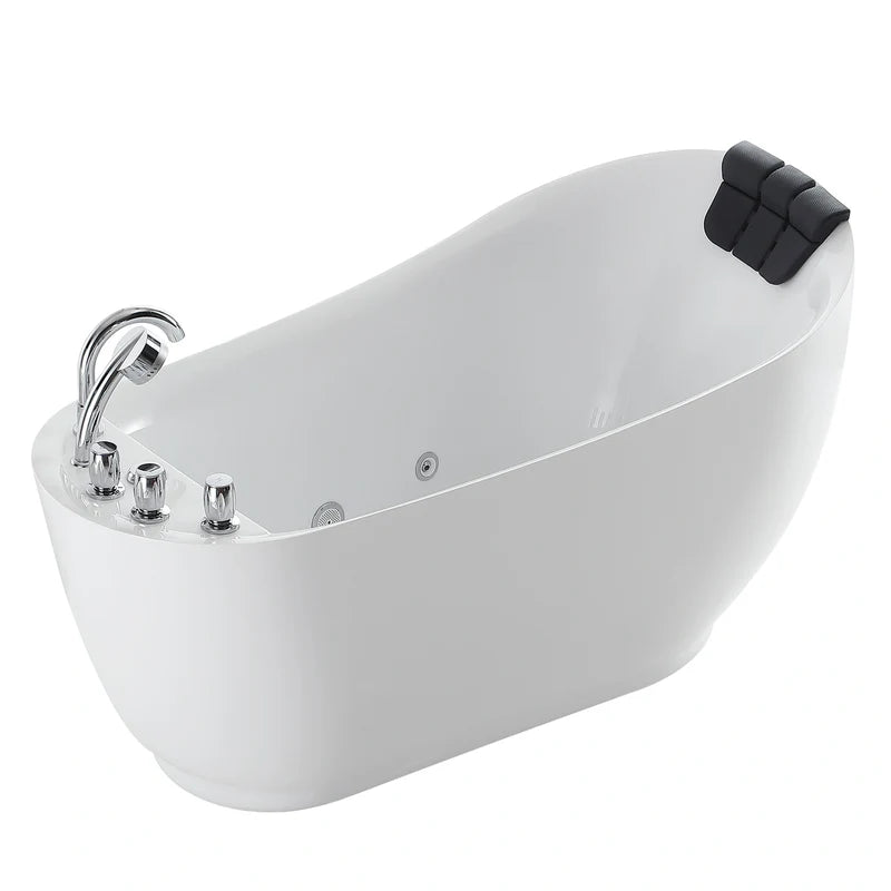 59" Acrylic Freestanding Whirlpool Tub with Reversible Drain