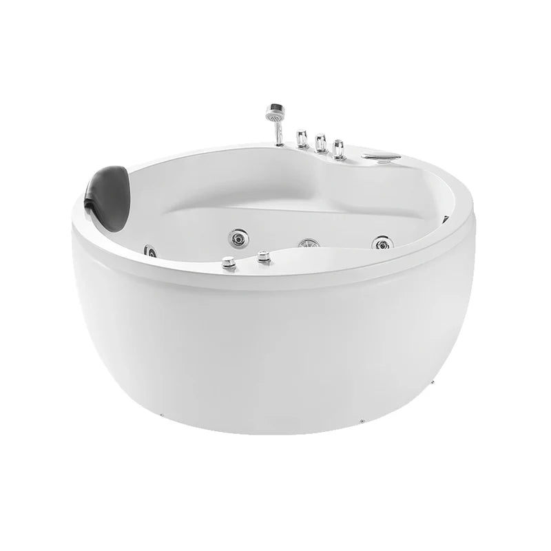 59" Freestanding Round Whirlpool Bathtub with Right Drain