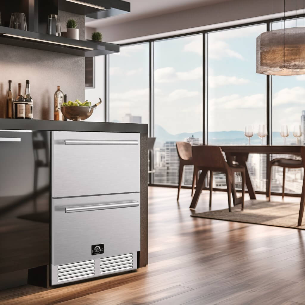 FORNO Como 24” Indoor/Outdoor Drawer Refrigerator, 4.87 cu.ft.