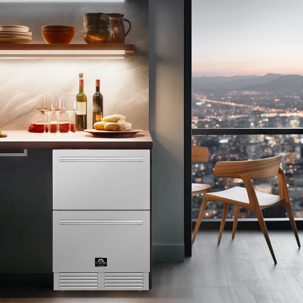 FORNO Como 24” Indoor/Outdoor Drawer Refrigerator, 4.87 cu.ft.