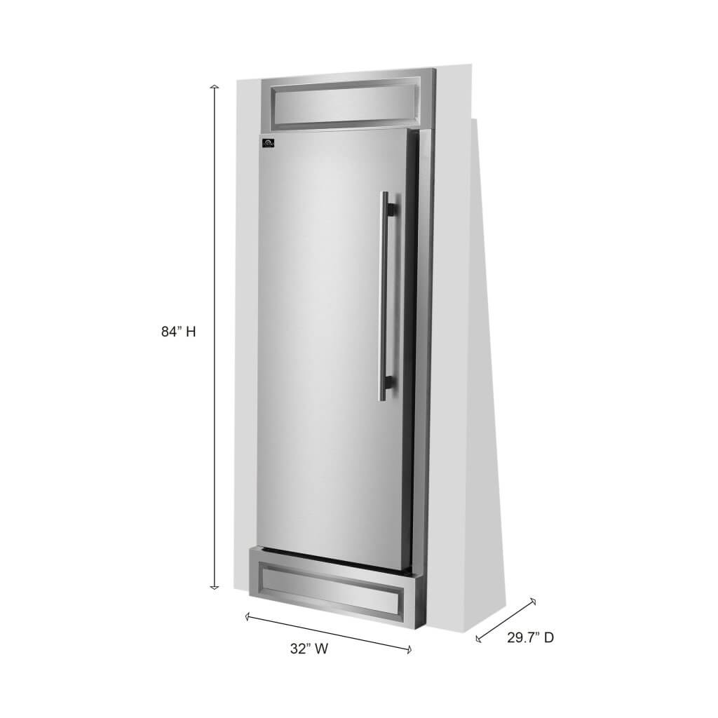 FORNO Maderno 32″ Left Swing Convertible Refrigerator/Freezer Built-In with Decorative Grill Trim, 13.6 cu.ft.