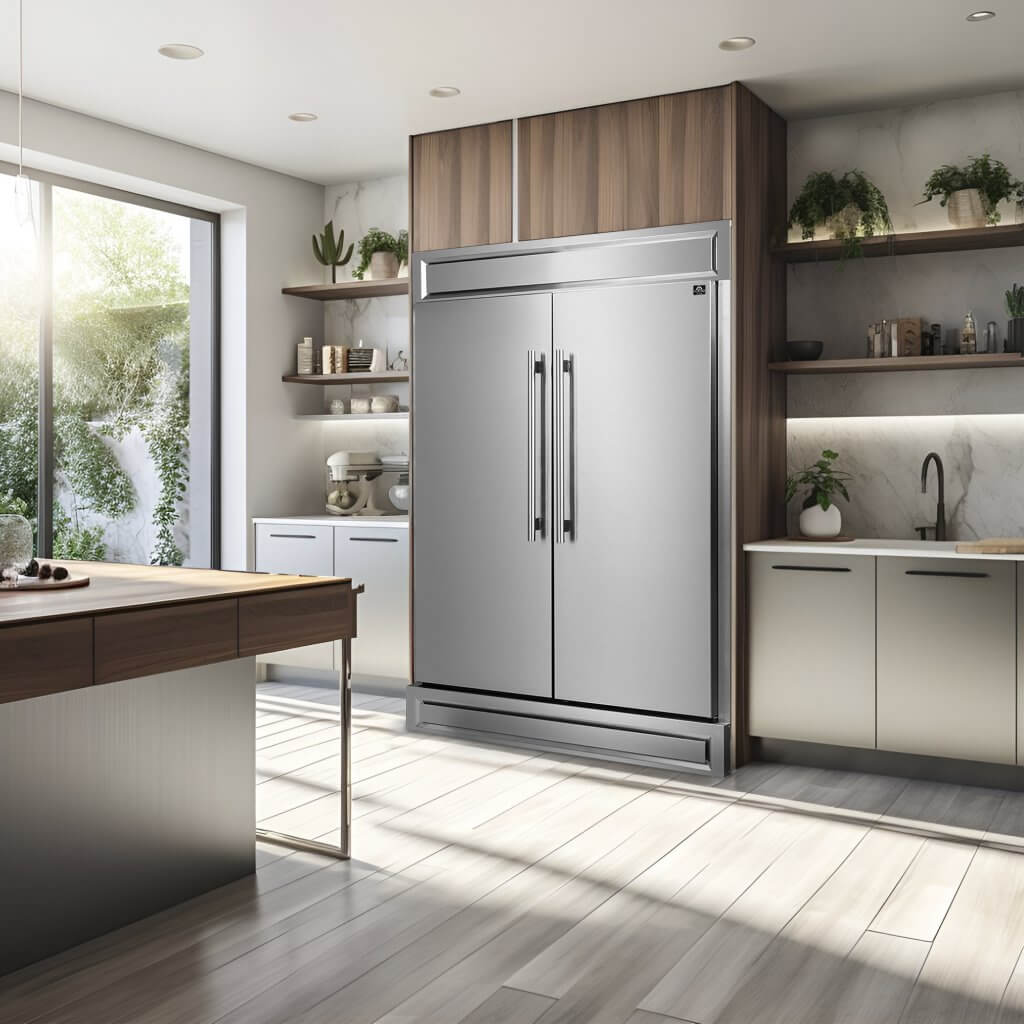 FORNO Maderno 60″ 2-Piece Convertible Refrigerator/Freezer Built-In with Decorative Grill Trim, 27.2 cu.ft.