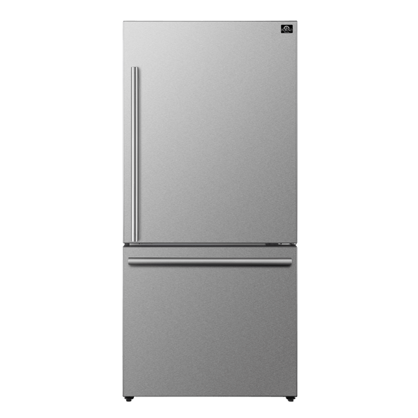 FORNO 31″ Milano Espresso Bottom Freezer Right Swing Door Refrigerator in Stainless Steel, 17.2 cu. ft.