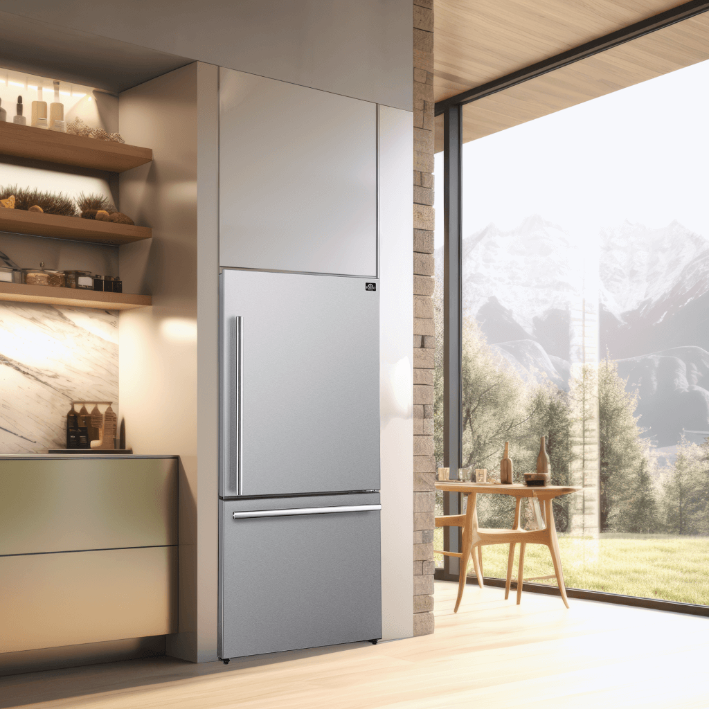 FORNO 31″ Milano Espresso Bottom Freezer Right Swing Door Refrigerator in Stainless Steel, 17.2 cu. ft.